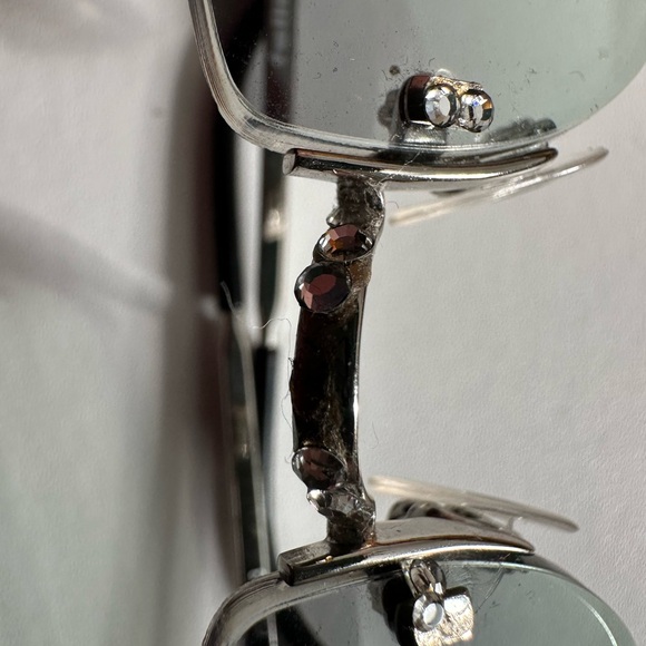 Fellini Rhinestone Silver Rimless Sunglasses - Picture 5 of 9